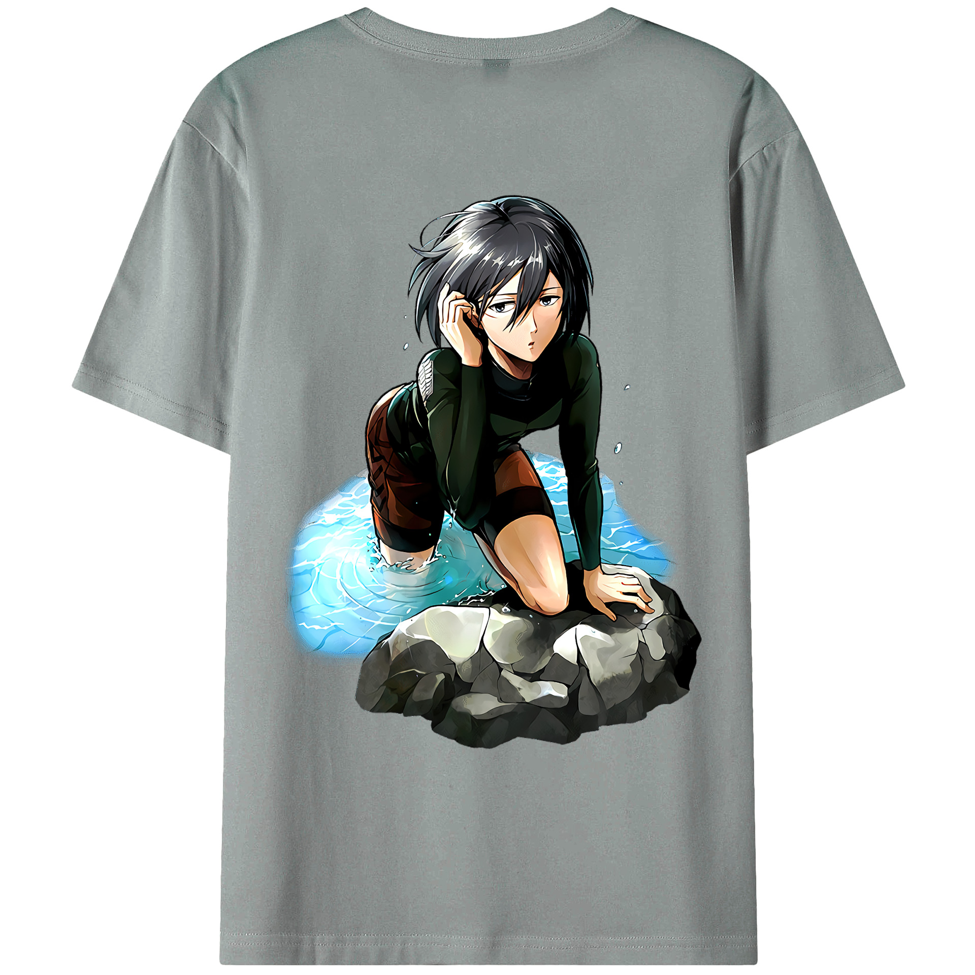 （画像用） 進撃の巨人 ミカサ·アッカーマン Attack on Titan Mikasa Ackerman 綿100％ メンズ半袖Tシャツ（バックプリント） 通気性
